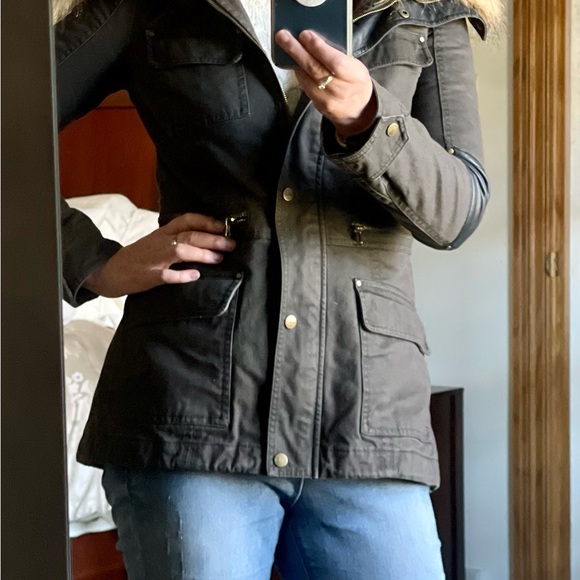 BNCI Faux Fur collar winter coat / parka Utility jacket - Picture 3 of 14